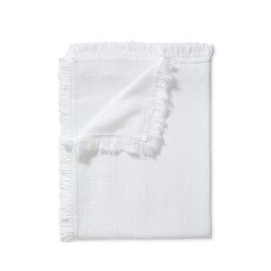 Serena & Lily Maya White Cotton Fringe‎ Queen Coverlet Quilt Throw